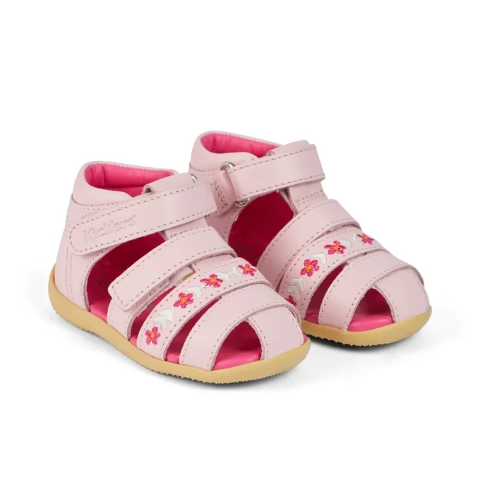 Baby Wriggle Flower Sandals Leather Pink Baby Wriggle Flower Sandals Leather Pink