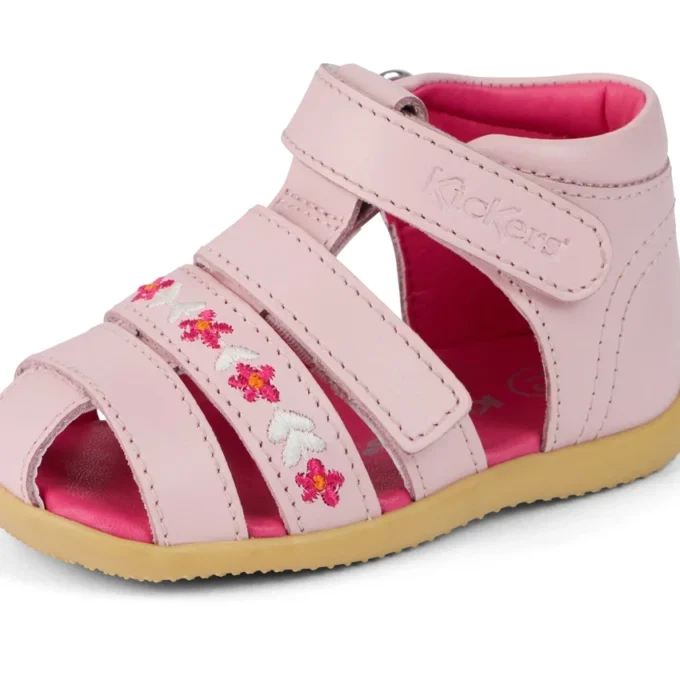 Baby Wriggle Flower Sandals Leather Pink Baby Wriggle Flower Sandals Leather Pink