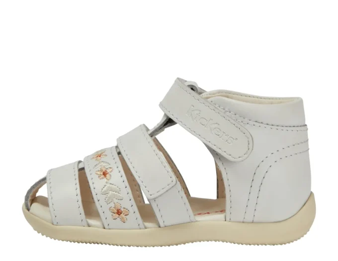 Baby Wriggle Flower Sandals Leather White Baby Wriggle Flower Sandals Leather White