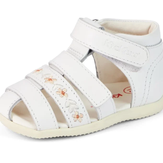 Baby Wriggle Flower Sandals Leather White Baby Wriggle Flower Sandals Leather White