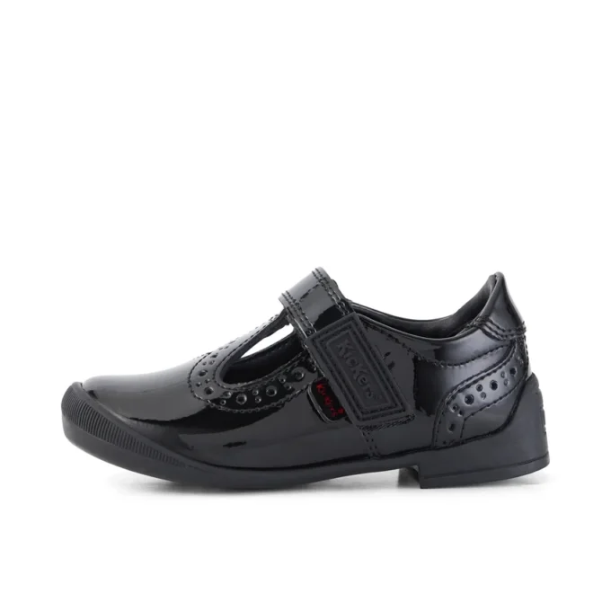 Bridie Brogue T-Vel lackläder svart för små flickor Bridie Brogue T-Vel lackläder svart för små flickor