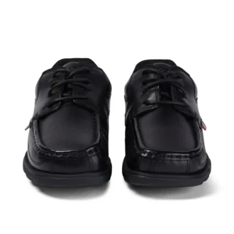 Fragma Lace 4 Eyelet i läder, svart, för ungdomar