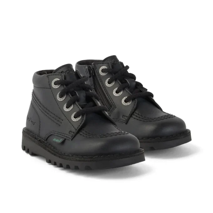 Infant Unisex Kick Hi Zip läderalternativ svart