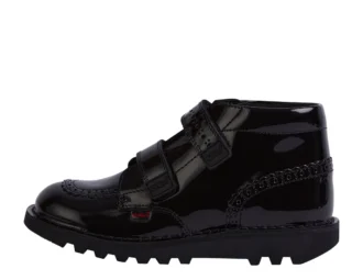 Junior Girls Kick Hi Vel Brogue Lackläder Svart