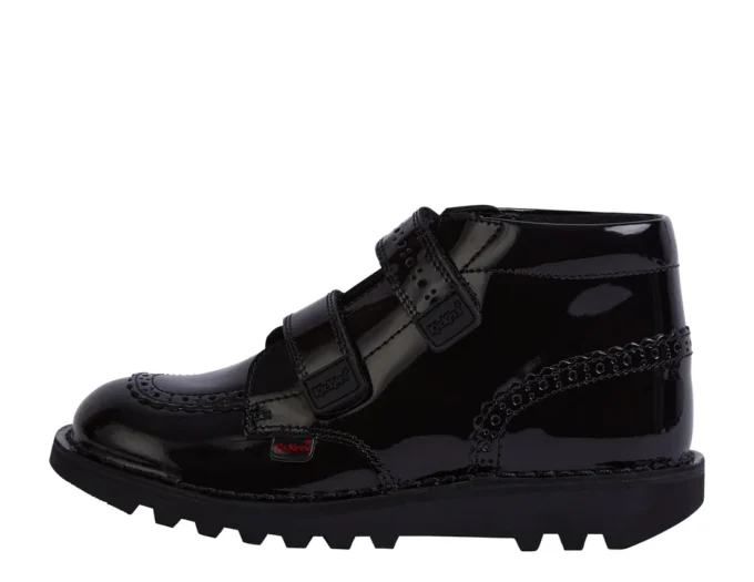 Junior Girls Kick Hi Vel Brogue Lackläder Svart