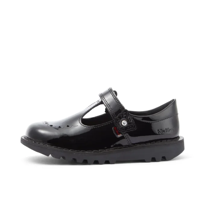 Junior Girls Kick T-Bar Bloom Lackläder Svart