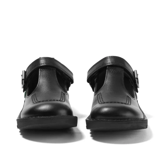 Junior Girls Kick T-Bar Vel Leather Black Junior Girls Kick T-Bar Vel Leather Black