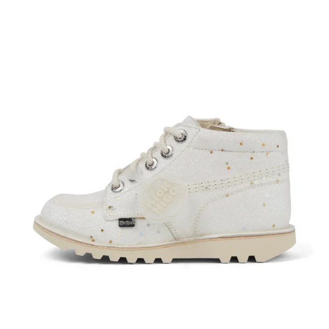 Junior Unisex Kick Hi Glitter Boots White Junior Unisex Kick Hi Glitter Boots White