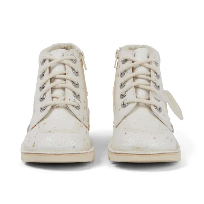 Junior Unisex Kick Hi Glitter Boots White Junior Unisex Kick Hi Glitter Boots White