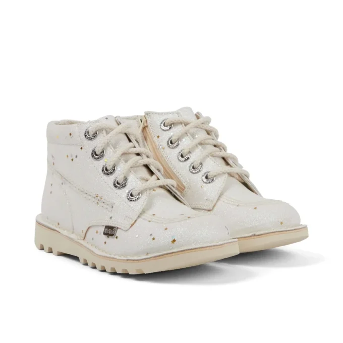 Junior Unisex Kick Hi Glitter Boots White Junior Unisex Kick Hi Glitter Boots White