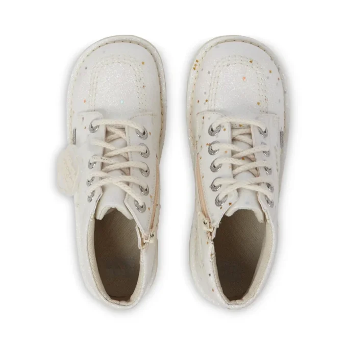 Junior Unisex Kick Hi Glitter Boots White Junior Unisex Kick Hi Glitter Boots White