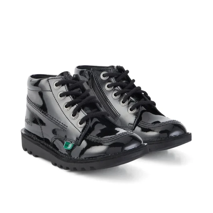 Junior Unisex Kick Hi Zip Lackläder Svart Junior Unisex Kick Hi Zip Lackläder Svart