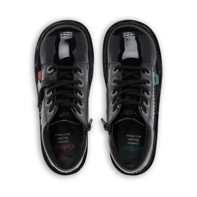 Junior Unisex Kick Hi Zip Lackläder Svart Junior Unisex Kick Hi Zip Lackläder Svart