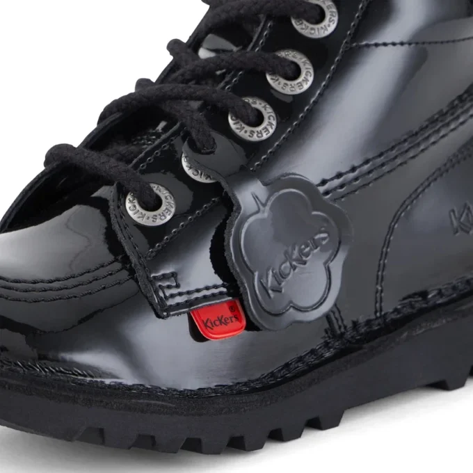 Junior Unisex Kick Hi Zip Lackläder Svart Junior Unisex Kick Hi Zip Lackläder Svart