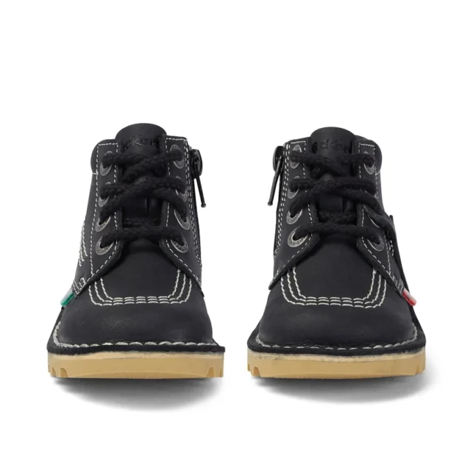 Junior Unisex Kick Hi Zip Läder Svart/Vit Junior Unisex Kick Hi Zip Läder Svart/Vit
