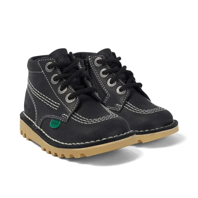 Junior Unisex Kick Hi Zip Läder Svart/Vit Junior Unisex Kick Hi Zip Läder Svart/Vit