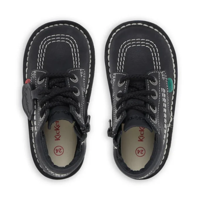 Junior Unisex Kick Hi Zip Läder Svart/Vit Junior Unisex Kick Hi Zip Läder Svart/Vit