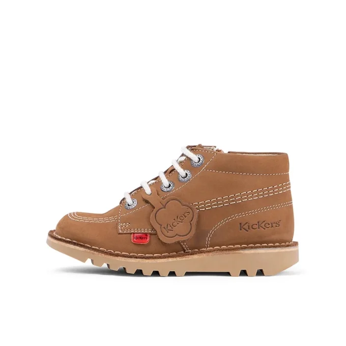 Junior Unisex Kick Hi Zip läder Tan Junior Unisex Kick Hi Zip läder Tan