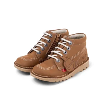 Junior Unisex Kick Hi Zip läder Tan