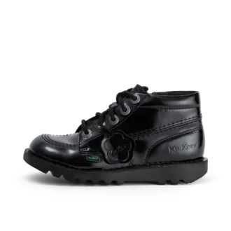 Juniorflickor Kick Hi Zip läderalternativ lackläder svart