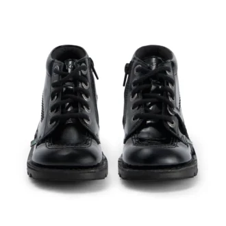 Juniorflickor Kick Hi Zip läderalternativ lackläder svart