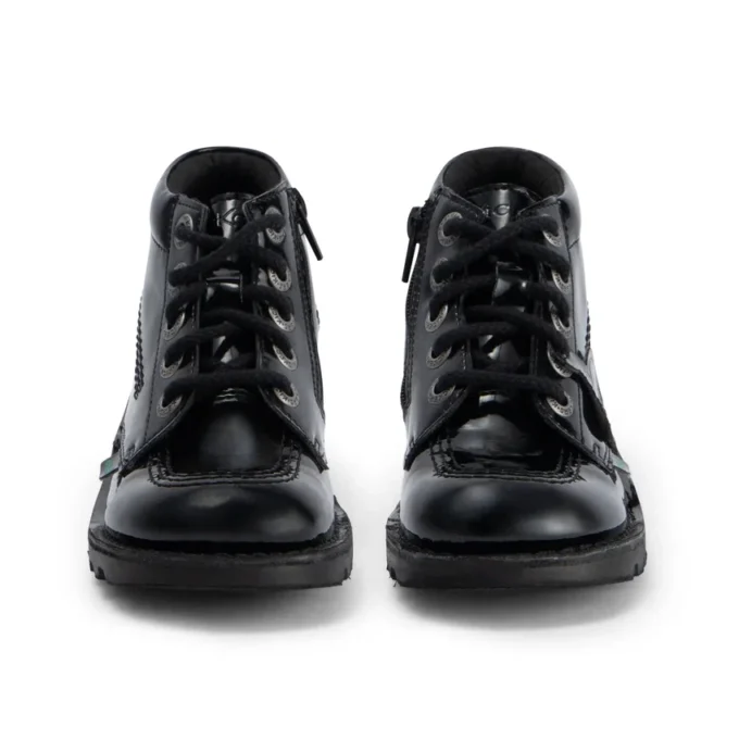 Juniorflickor Kick Hi Zip läderalternativ lackläder svart Juniorflickor Kick Hi Zip läderalternativ lackläder svart