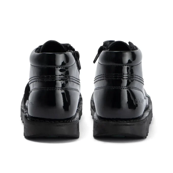 Juniorflickor Kick Hi Zip läderalternativ lackläder svart Juniorflickor Kick Hi Zip läderalternativ lackläder svart