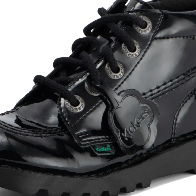 Juniorflickor Kick Hi Zip läderalternativ lackläder svart Juniorflickor Kick Hi Zip läderalternativ lackläder svart
