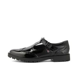 Juniorflickor Lachly Brogue T-Bar Lackläder Svart