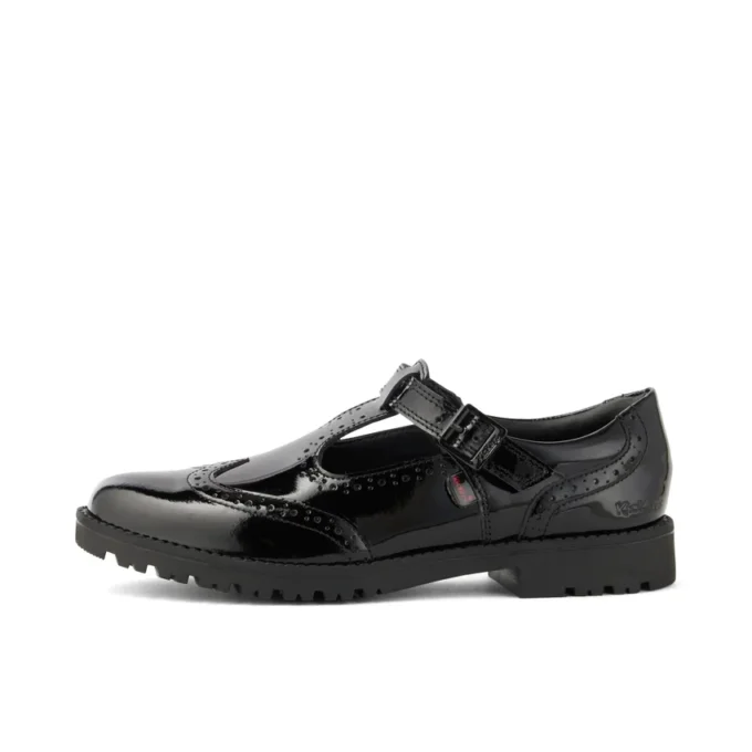 Juniorflickor Lachly Brogue T-Bar Lackläder Svart Juniorflickor Lachly Brogue T-Bar Lackläder Svart