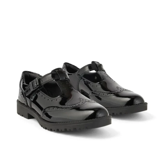 Juniorflickor Lachly Brogue T-Bar Lackläder Svart Juniorflickor Lachly Brogue T-Bar Lackläder Svart