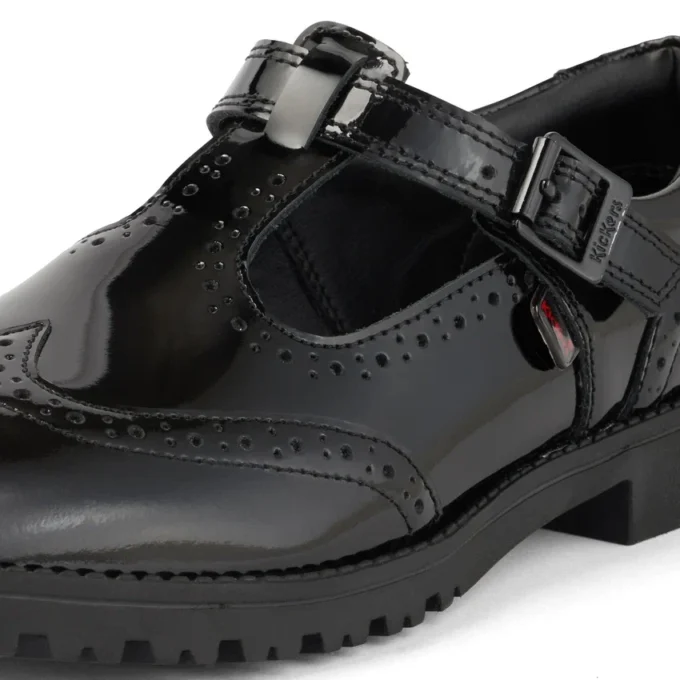 Juniorflickor Lachly Brogue T-Bar Lackläder Svart Juniorflickor Lachly Brogue T-Bar Lackläder Svart