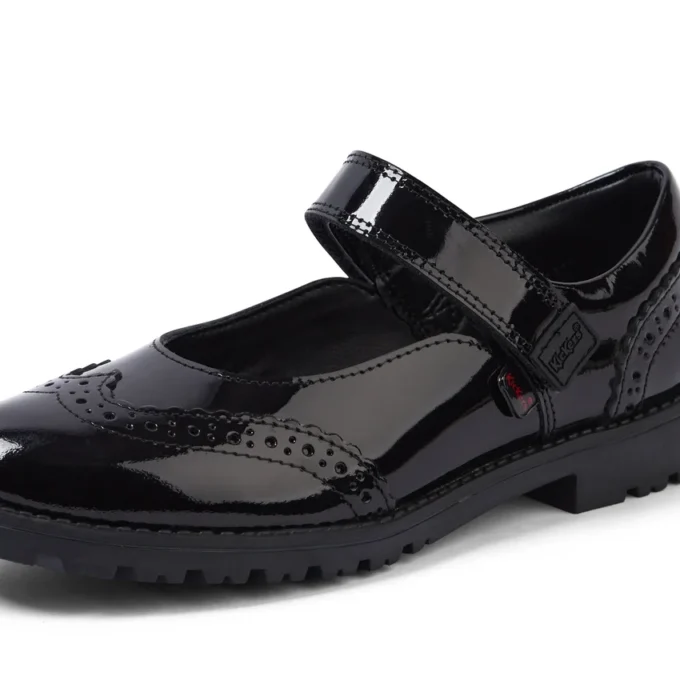 Juniorflickor Lachly MJ Brogue lackläder svart Juniorflickor Lachly MJ Brogue lackläder svart