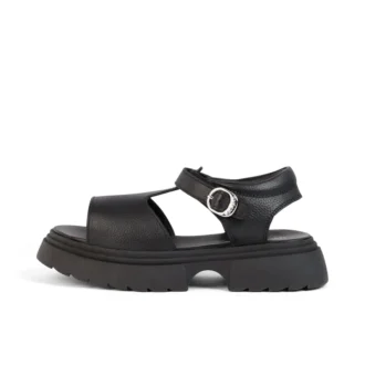 Kenzi läder sandaler för ungdomar, svarta
