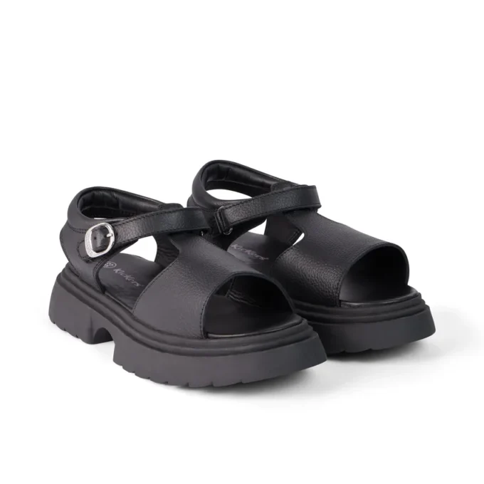 Kenzi-sandaler för flickor i juniorstorlek, läder, svarta