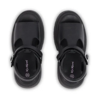 Kenzi-sandaler för flickor i juniorstorlek, läder, svarta