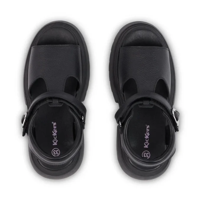 Kenzi-sandaler för flickor i juniorstorlek, läder, svarta