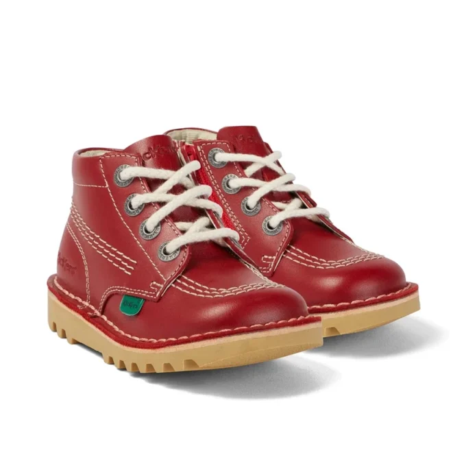 Kick Hi Hi Zip läder för spädbarn, unisex, röd Kick Hi Hi Zip läder för spädbarn, unisex, röd