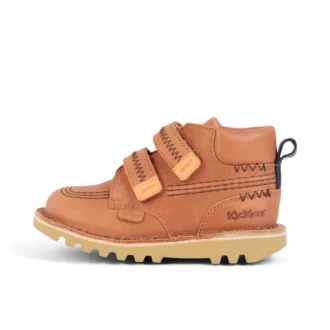 Kick Hi Roll ZigZag-stövlar i läder, beige, för små pojkar