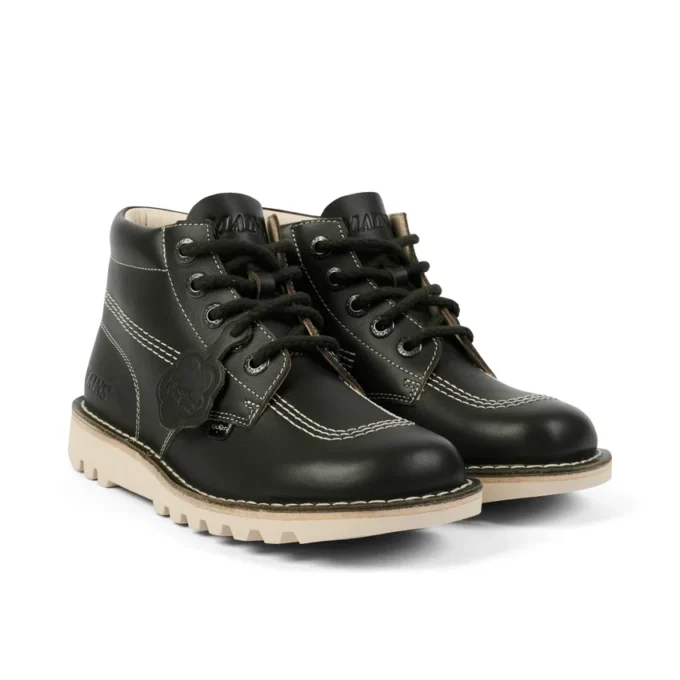 Kick Hi-stövlar i kornigt läder för vuxna, unisex, mörkgröna