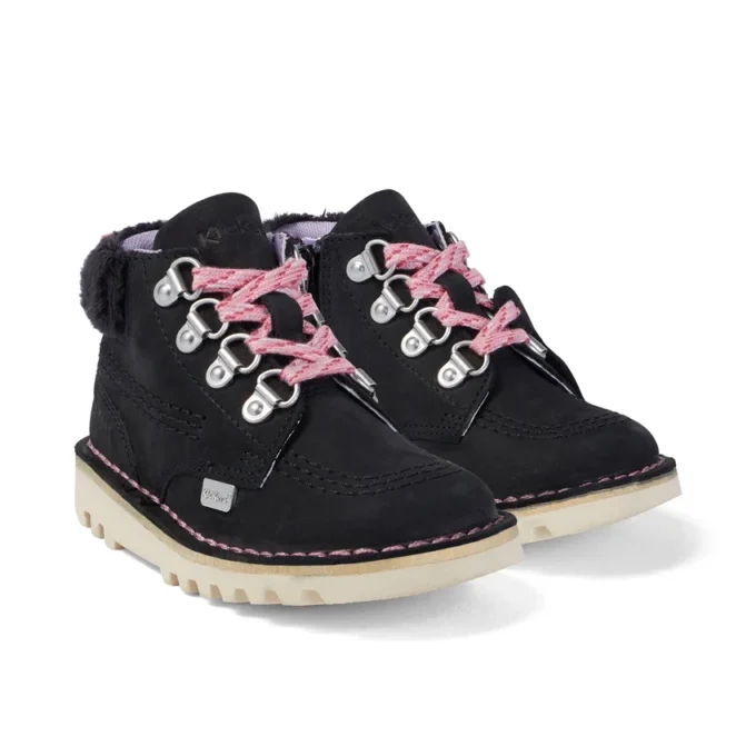Kick Hi Winter Nubuck för små flickor, svart Kick Hi Winter Nubuck för små flickor, svart