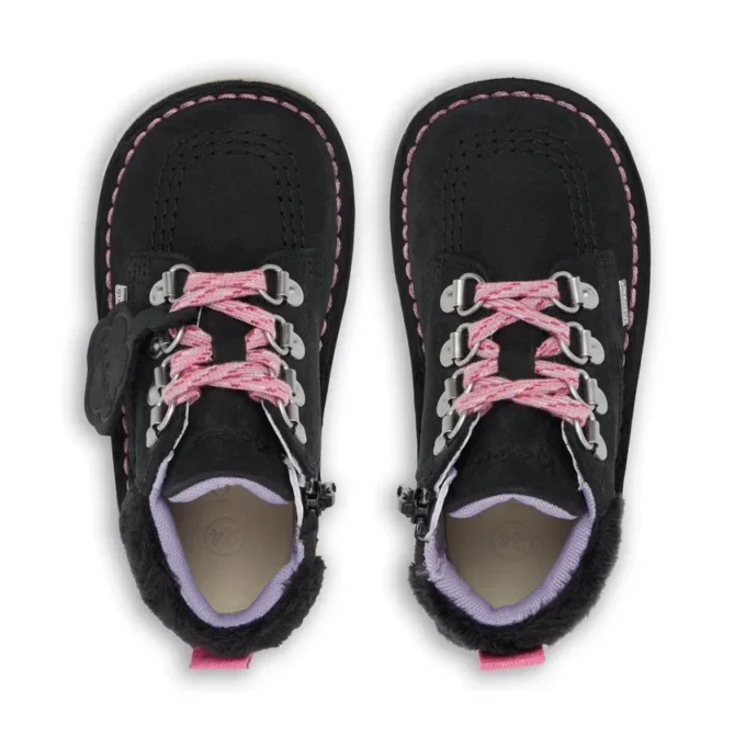 Kick Hi Winter Nubuck för små flickor, svart Kick Hi Winter Nubuck för små flickor, svart