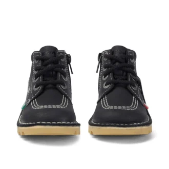Kick Hi Zip i läder för spädbarn, unisex, svart/vit
