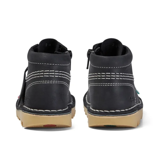 Kick Hi Zip i läder för spädbarn, unisex, svart/vit