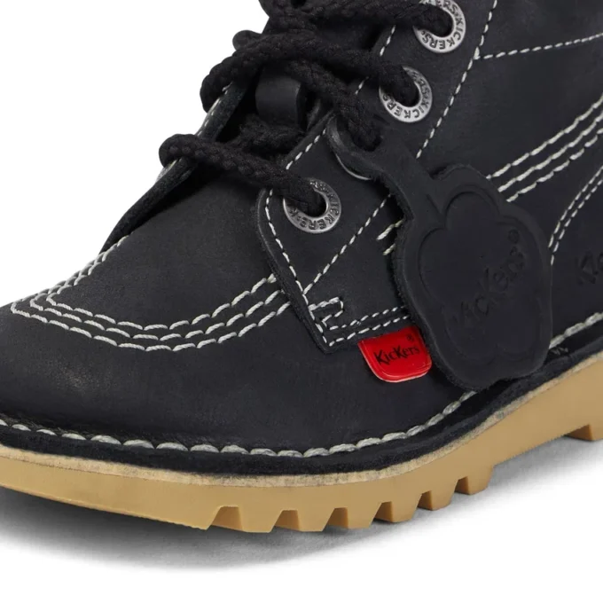 Kick Hi Zip i läder för spädbarn, unisex, svart/vit
