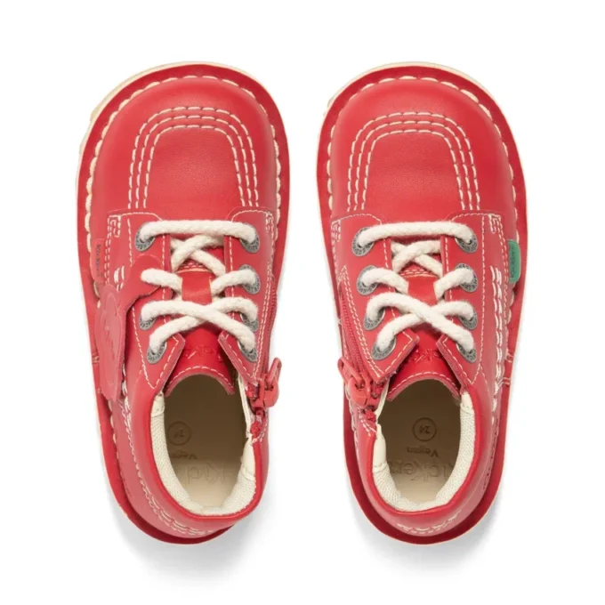 Kick Hi Zip i läderalternativ för spädbarn, unisex, röd