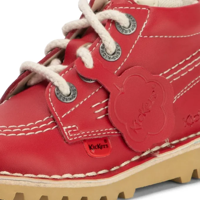 Kick Hi Zip i läderalternativ för spädbarn, unisex, röd