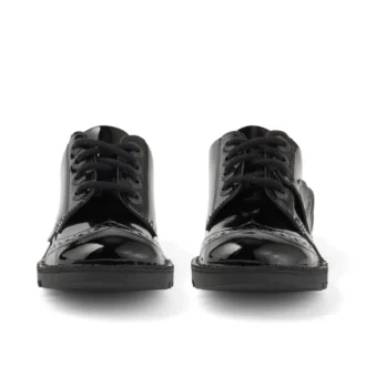 Kick Lo Brogue för ungdomar, svart lackläder