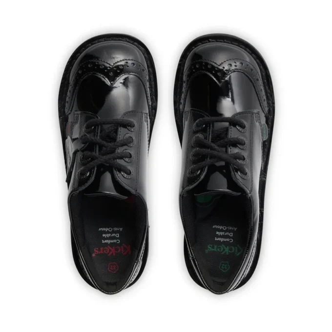 Kick Lo Brogue för ungdomar, svart lackläder Kick Lo Brogue för ungdomar, svart lackläder