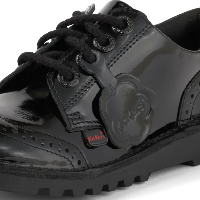 Kick Lo Brogue för ungdomar, svart lackläder Kick Lo Brogue för ungdomar, svart lackläder